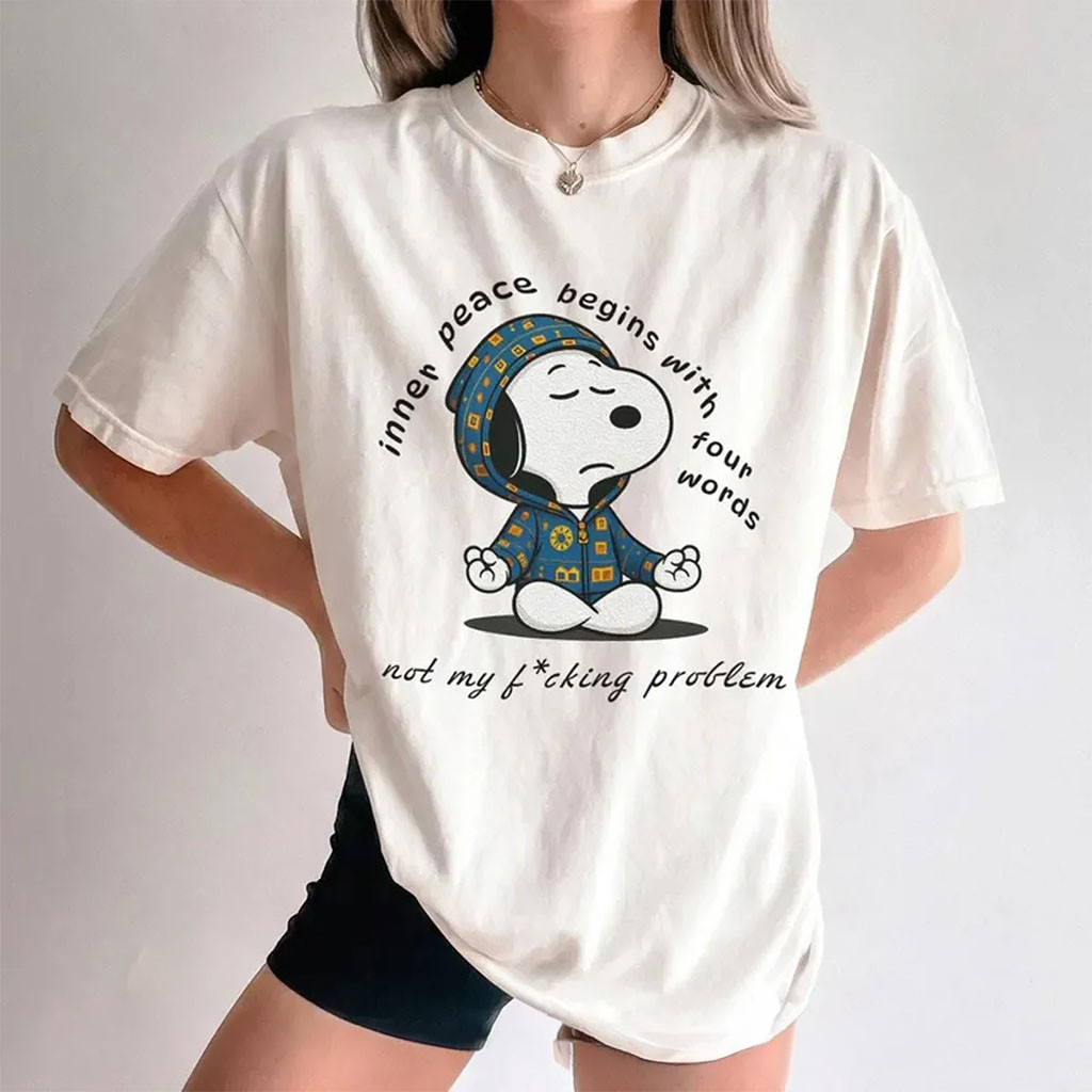 Funny Inner Peace Begins With Four Words Shirt Meditating Tee Yoga Humor Mental Health Gifts - Kdjoy