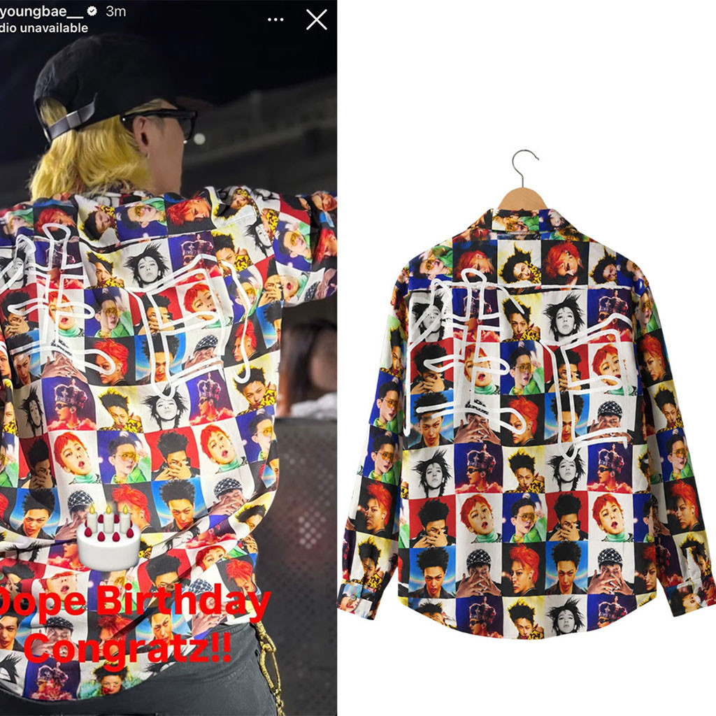 G-Dragon Photo Grid Long Sleeve Button Up Shirt Inspired By Taeyang's Birthday Post Merch - Kdjoy