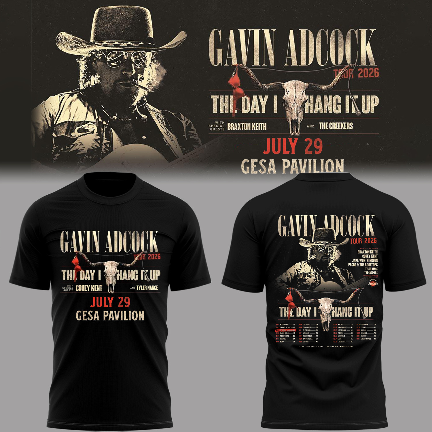 Gavin Adcock Tour 2026 Merch The Day I Hang It Up Tour Dates T-Shirt Best Gift For Country Fans - Kdjoy
