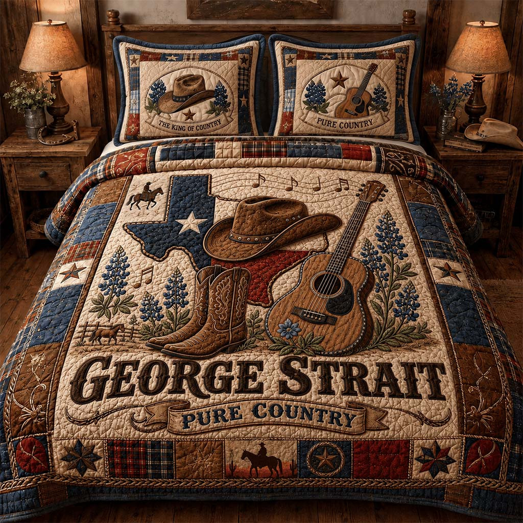 George Strait The King Of Country Quilt Bedding Set George Strait Merch Music Lover Gifts - Kdjoy