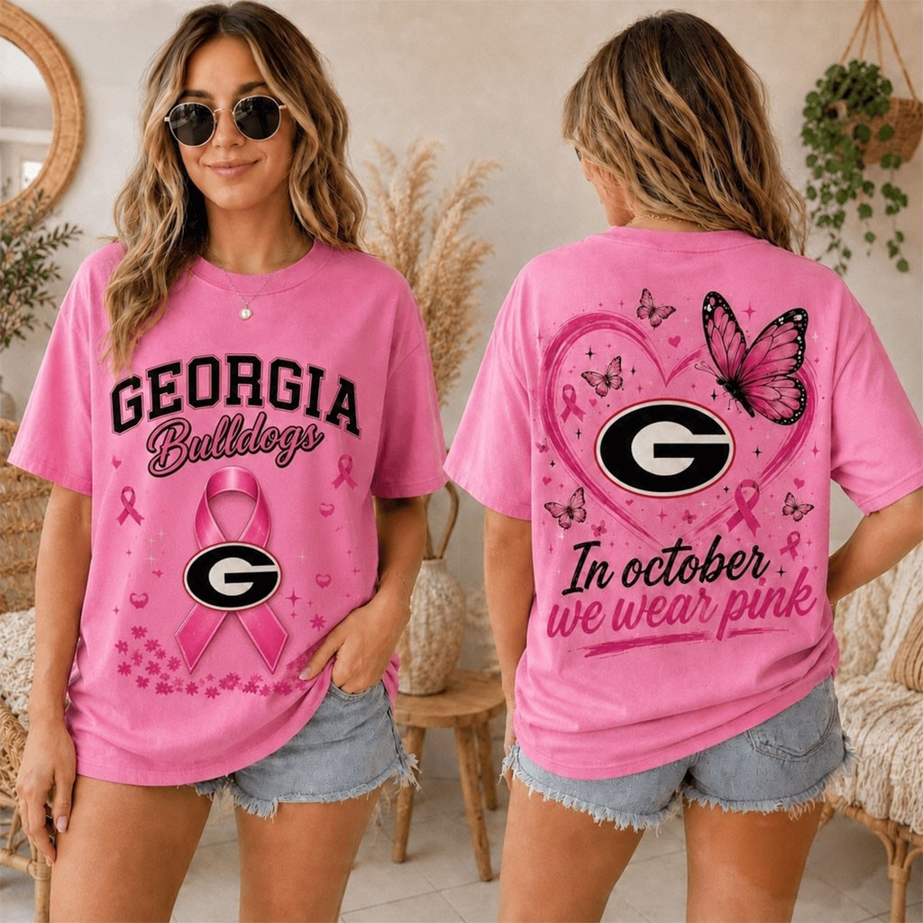 Georgia Bulldogs 2026 NCAA Pink October Breast Cancer Awareness Fan Pride Unisex T Shirt - Kdjoy