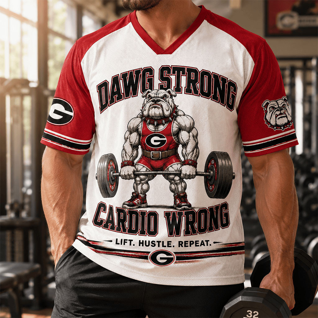 Georgia Bulldogs Merch 2026 Dawg Strong Cardio Wrong V-Neck Jersey Mens Fitness Gifts - Kdjoy Georgia Bulldogs Merch 2026 Dawg Strong Cardio Wrong V-Neck Jersey Mens Fitness Gifts - Kdjoy