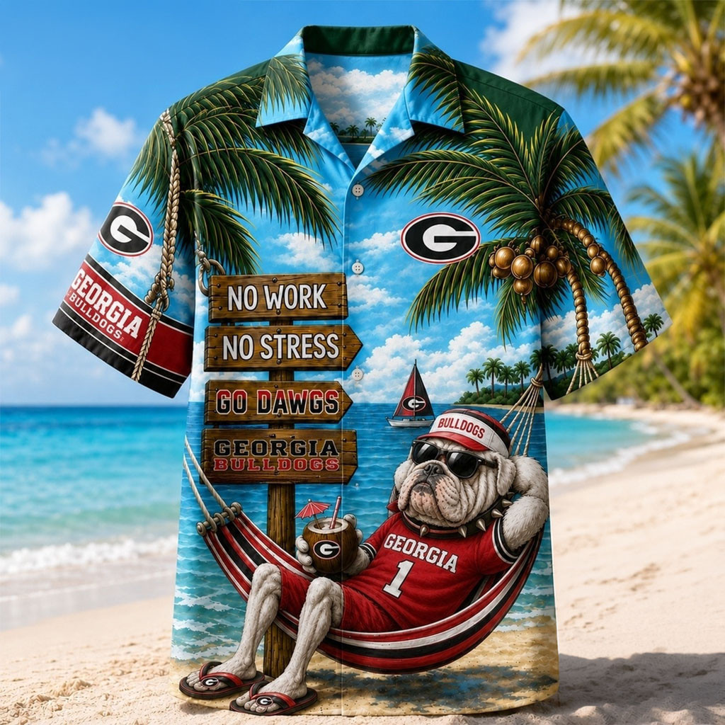Georgia Bulldogs No Work No Stress Hawaiian Shirt Georgia Bulldogs Merch Game Day Outfits - Kdjoy Georgia Bulldogs No Work No Stress Hawaiian Shirt Georgia Bulldogs Merch Game Day Outfits - Kdjoy