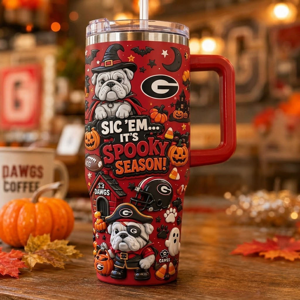 Georgia Bulldogs Sic'em It's Spooky Season Tumbler Bulldogs Merch Halloween Gift Ideas - Kdjoy Georgia Bulldogs Sic'em It's Spooky Season Tumbler Bulldogs Merch Halloween Gift Ideas - Kdjoy