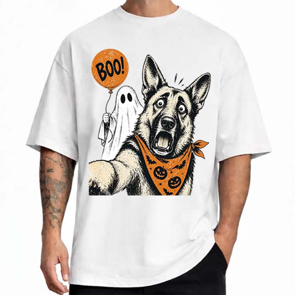 German Shepherd Funny Ghost Selfie Halloween Dog Meme T-Shirt Gift For Dog Lovers - Kdjoy