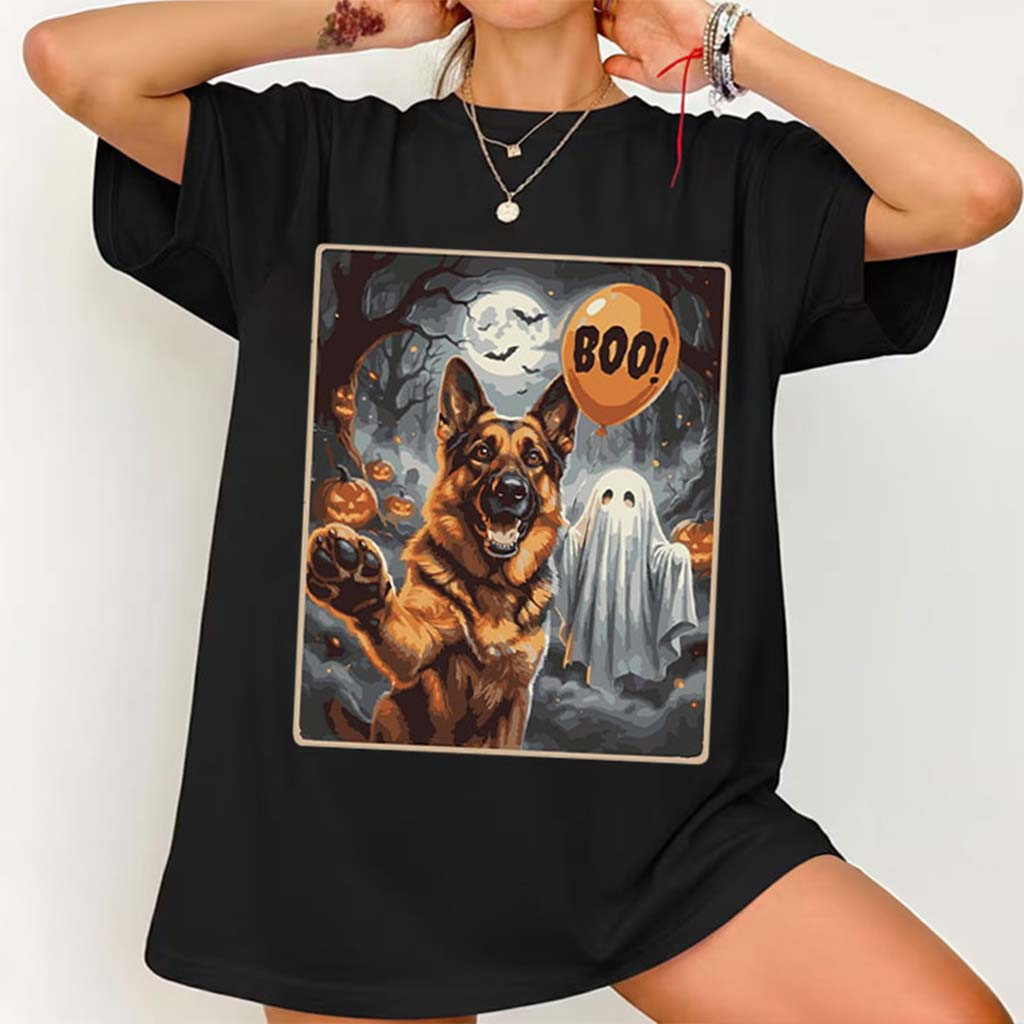 German Shepherd Halloween Ghost Selfie Boo Dog T-Shirt Gift For German Shepherd Lovers - Kdjoy