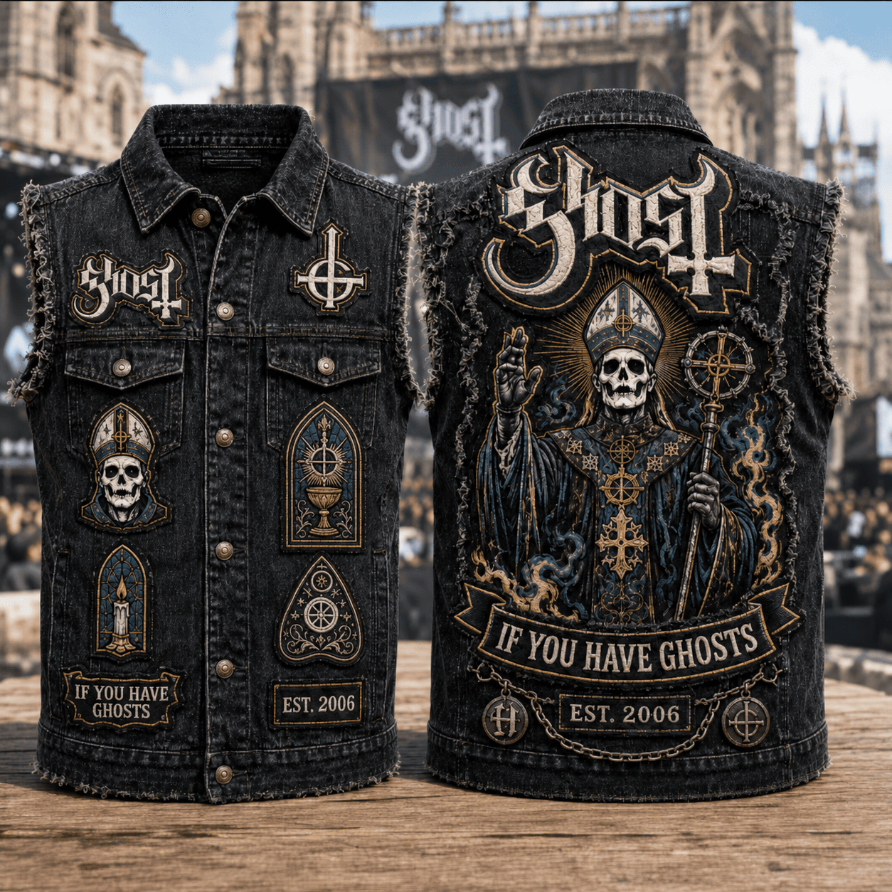 Ghost Band Merch 2026 If You Have Ghosts Denim Vest Unique Gifts For Music Lovers - Kdjoy Ghost Band Merch 2026 If You Have Ghosts Denim Vest Unique Gifts For Music Lovers - Kdjoy