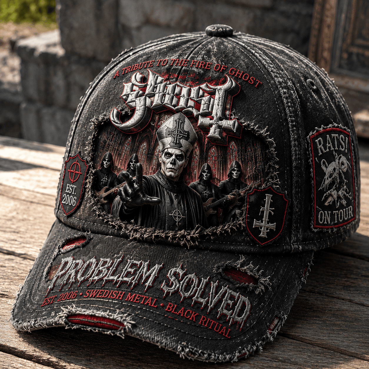 Ghost Band Merch A Tribute To Fire Of Ghost Hat Problem Solved Hat Rats On Tour Merch Fan Gifts - Kdjoy Ghost Band Merch A Tribute To Fire Of Ghost Hat Problem Solved Hat Rats On Tour Merch Fan Gifts - Kdjoy