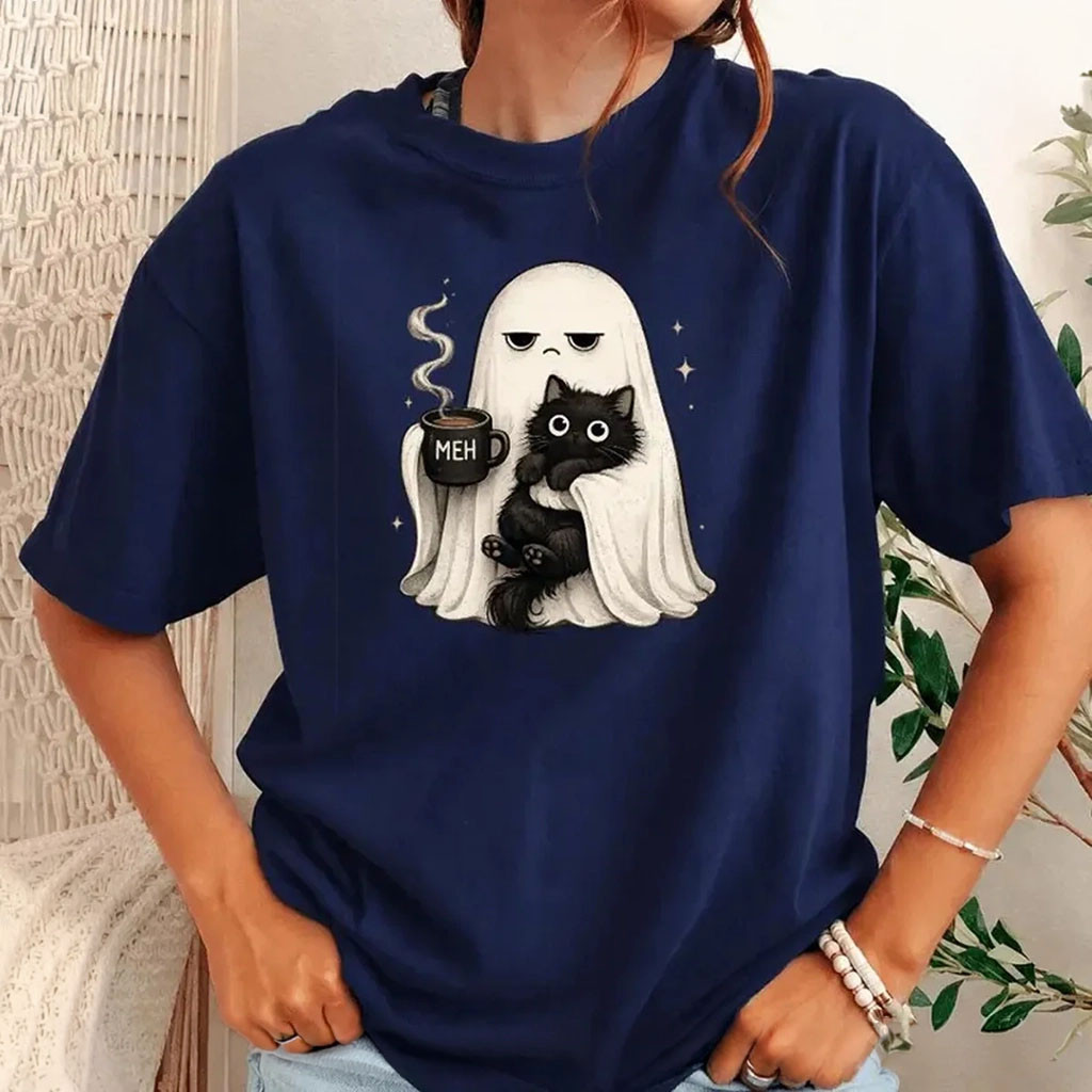 Ghost Black Cat Spooky T-Shirt Funny Halloween Coffee Lover Shirt Cute Cat Mom Gifts - Kdjoy Ghost Black Cat Spooky T-Shirt Funny Halloween Coffee Lover Shirt Cute Cat Mom Gifts - Kdjoy