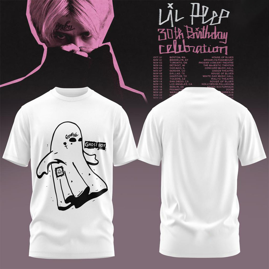 Ghost Boy x Lil Peep 30th Birthday Celebration 2026 Tour Shirt Lil Peep Merch Gifts For Fans - Kdjoy Ghost Boy x Lil Peep 30th Birthday Celebration 2026 Tour Shirt Lil Peep Merch Gifts For Fans - Kdjoy