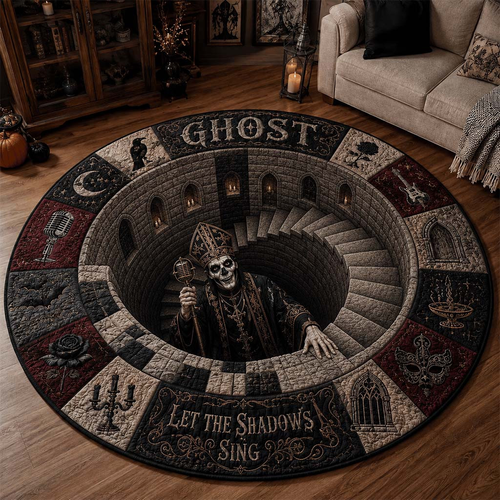 Ghost Merch Let The Shadows Sing Quilted Round Mat Home Floor Decor Gifts For Fans - Kdjoy Ghost Merch Let The Shadows Sing Quilted Round Mat Home Floor Decor Gifts For Fans - Kdjoy