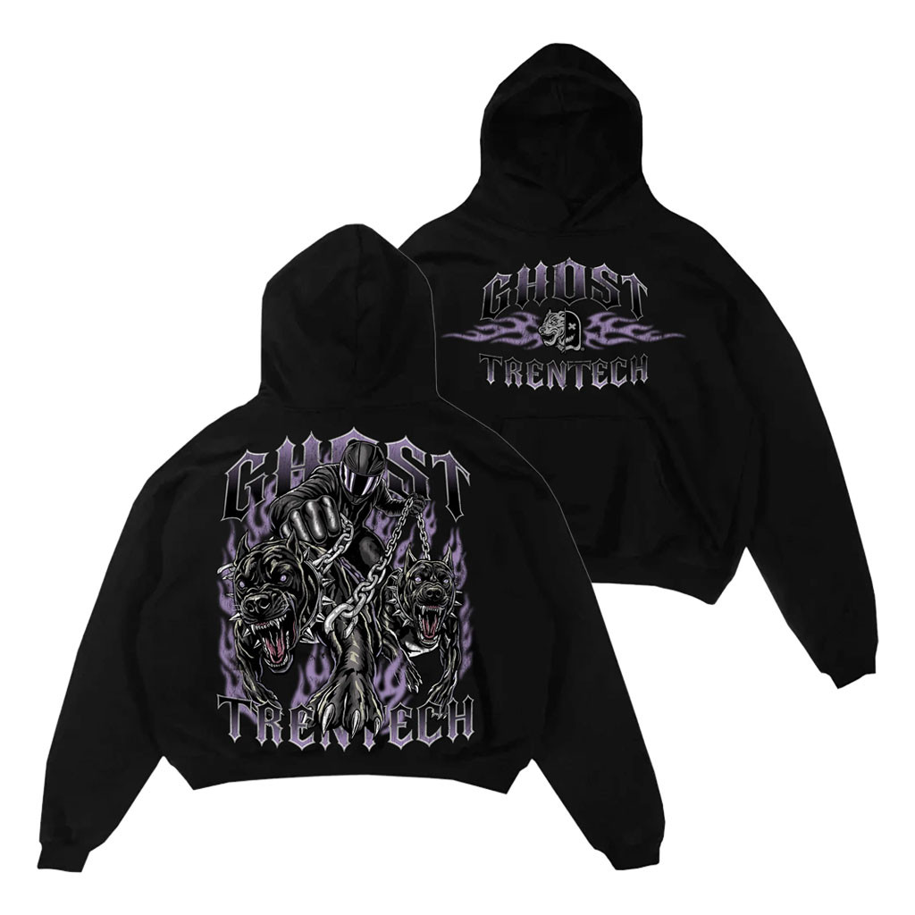 Ghost Racing Merch 2026 Leashed Up Hoodie Black Ghost X Tren Tech Hoodie Gift For Husband - Kdjoy