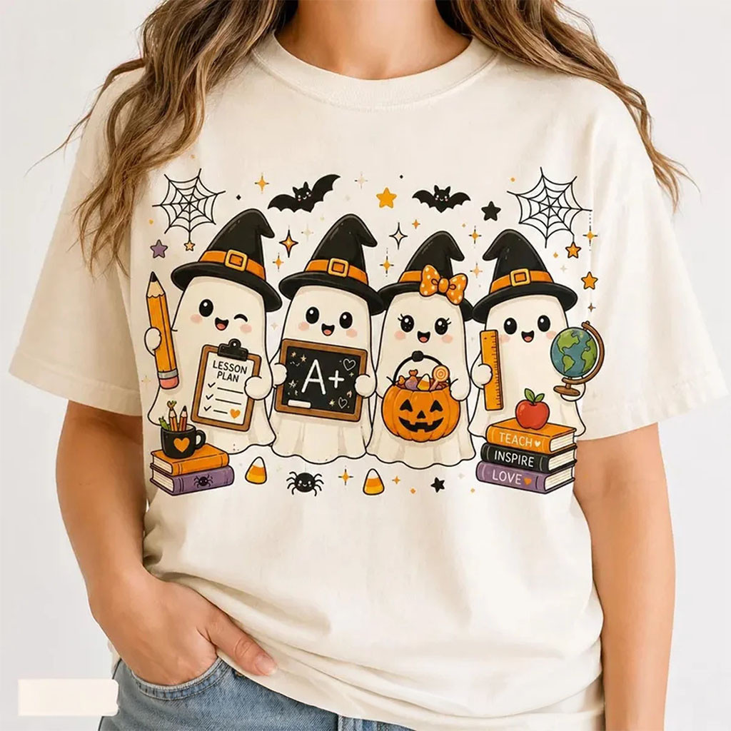 Ghost Teacher Halloween Shirt Spooky Classroom T-Shirt Cute Halloween Gift Ideas - Kdjoy Ghost Teacher Halloween Shirt Spooky Classroom T-Shirt Cute Halloween Gift Ideas - Kdjoy