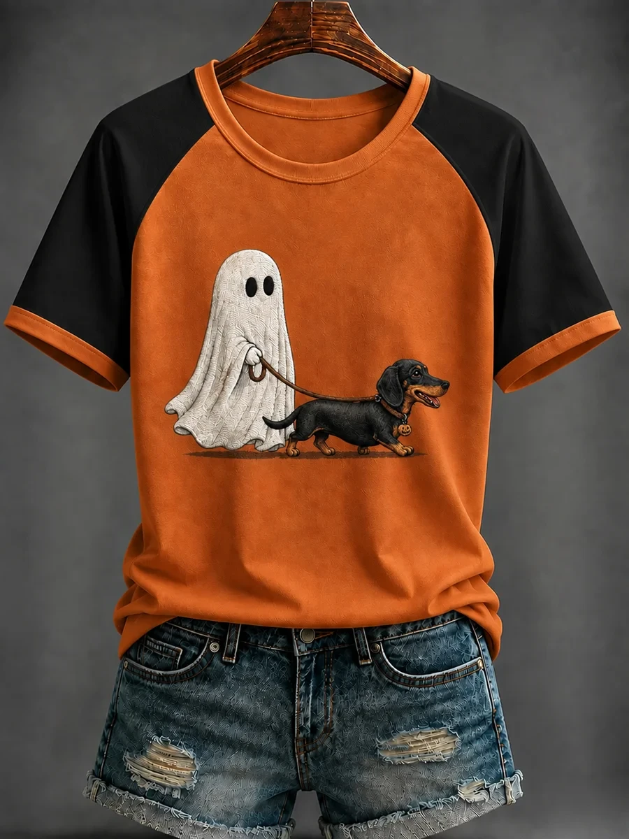 Ghost Walking A Dachshund T-Shirt Halloween Dog Tee Cool Apparel Gift - Kdjoy Ghost Walking A Dachshund T-Shirt Halloween Dog Tee Cool Apparel Gift - Kdjoy