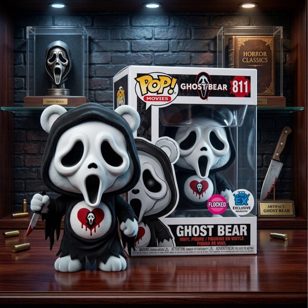 Ghostface Ghost Bear Funko Pop Scream Movie Merch Best Gift For Horror Lovers - Kdjoy Ghostface Ghost Bear Funko Pop Scream Movie Merch Best Gift For Horror Lovers - Kdjoy