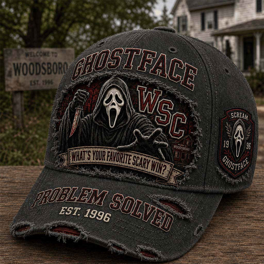 Ghostface Problem Solved Hat What's Your Favorite Scary Win Hat Scream Movie Merch 2026 - Kdjoy