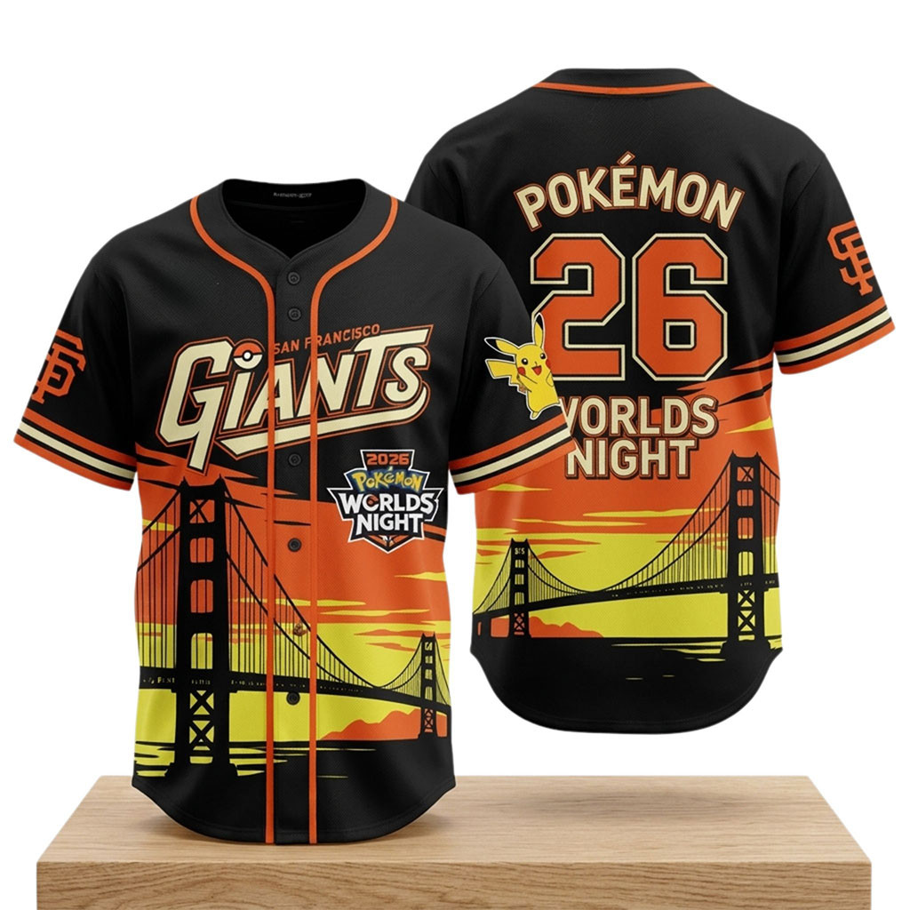 Giants Pokemon Worlds Night Pikachu 2026 Baseball Jersey San Francisco Giants Merch Fan Gifts - Kdjoy