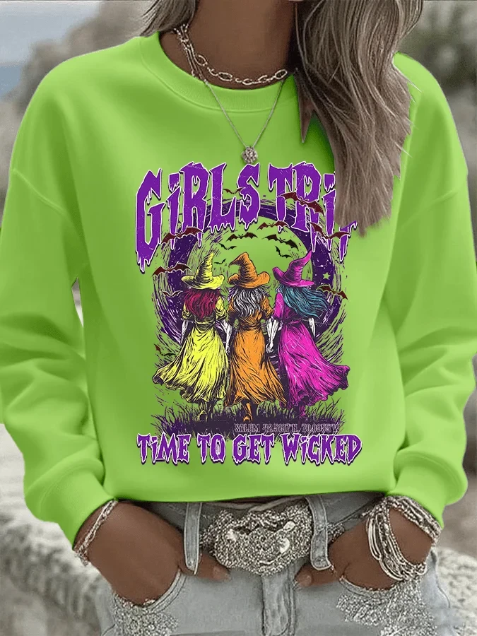 Girls Trip Time To Get Wicked Sweatshirt Halloween Graphic Clothing Gift For Best Friends - Kdjoy Girls Trip Time To Get Wicked Sweatshirt Halloween Graphic Clothing Gift For Best Friends - Kdjoy