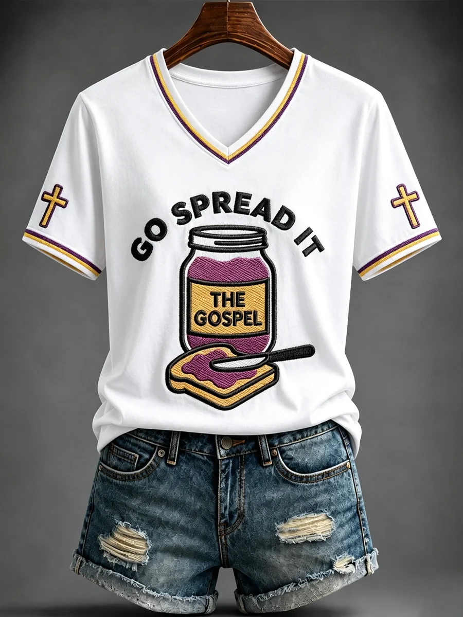 Go Spread It The Gospel V-Neck Shirt Faith Based Clothing Lines Religious Gifts For Mom - Kdjoy Go Spread It The Gospel V-Neck Shirt Faith Based Clothing Lines Religious Gifts For Mom - Kdjoy