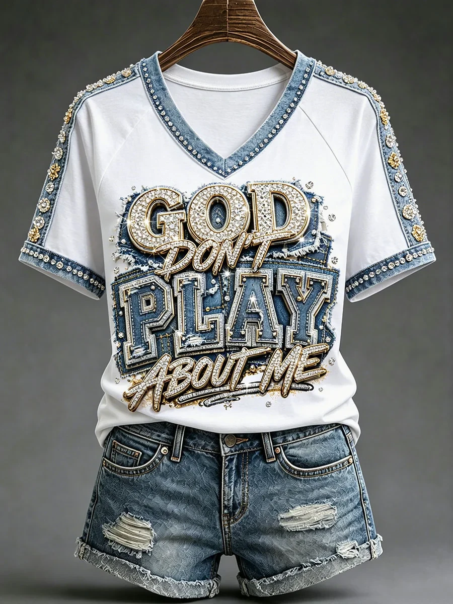 God Don't Play About Me V-Neck Shirt Faith Clothes Shop Presents For Christians - Kdjoy