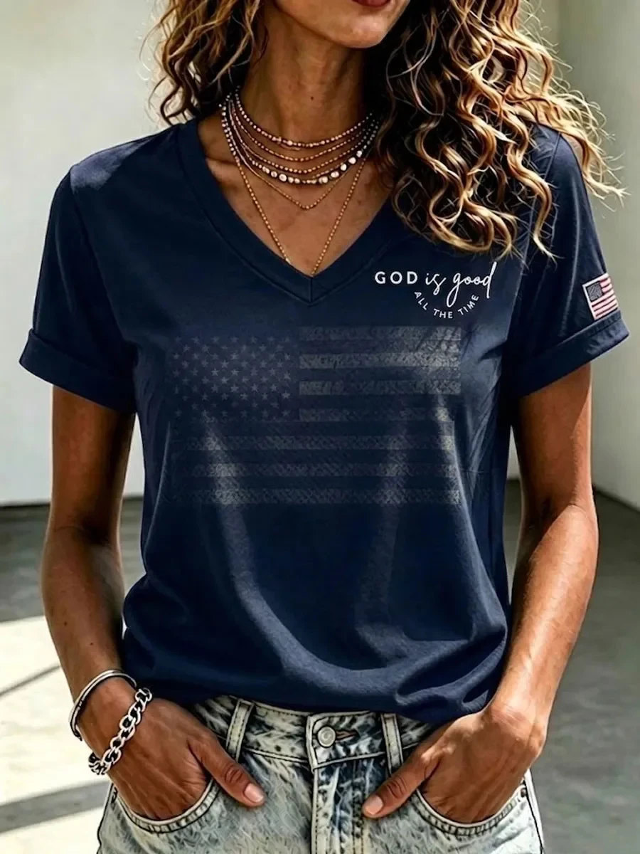 God Is Good All The Time V-Neck Shirt Faith Based Apparel Gift For Christian Women - Kdjoy