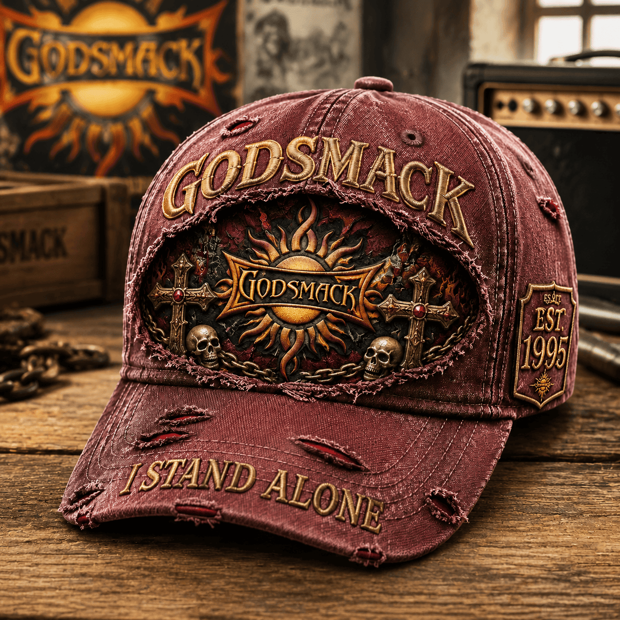 Godsmack I Stand Alone Vintage Hat Godsmack Merch Best Gifts For Rock Band Fans - Kdjoy