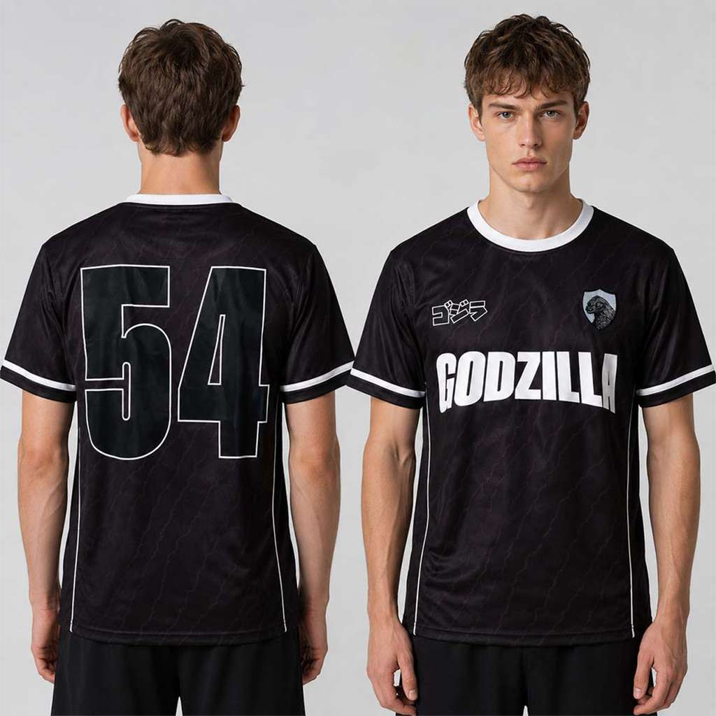 Godzilla 54 Team Black Soccer Jersey Godzilla Merch Gifts For Horror Lovers - Kdjoy