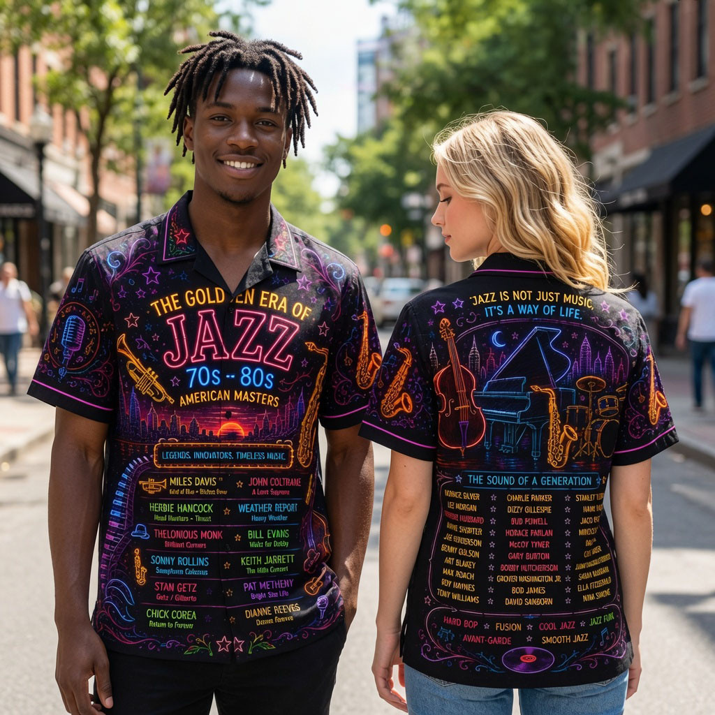 Golden Era Of Jazz Neon Light Saxophone Piano Hawaiian Shirt Best Gift For Music Lovers - Kdjoy Golden Era Of Jazz Neon Light Saxophone Piano Hawaiian Shirt Best Gift For Music Lovers - Kdjoy