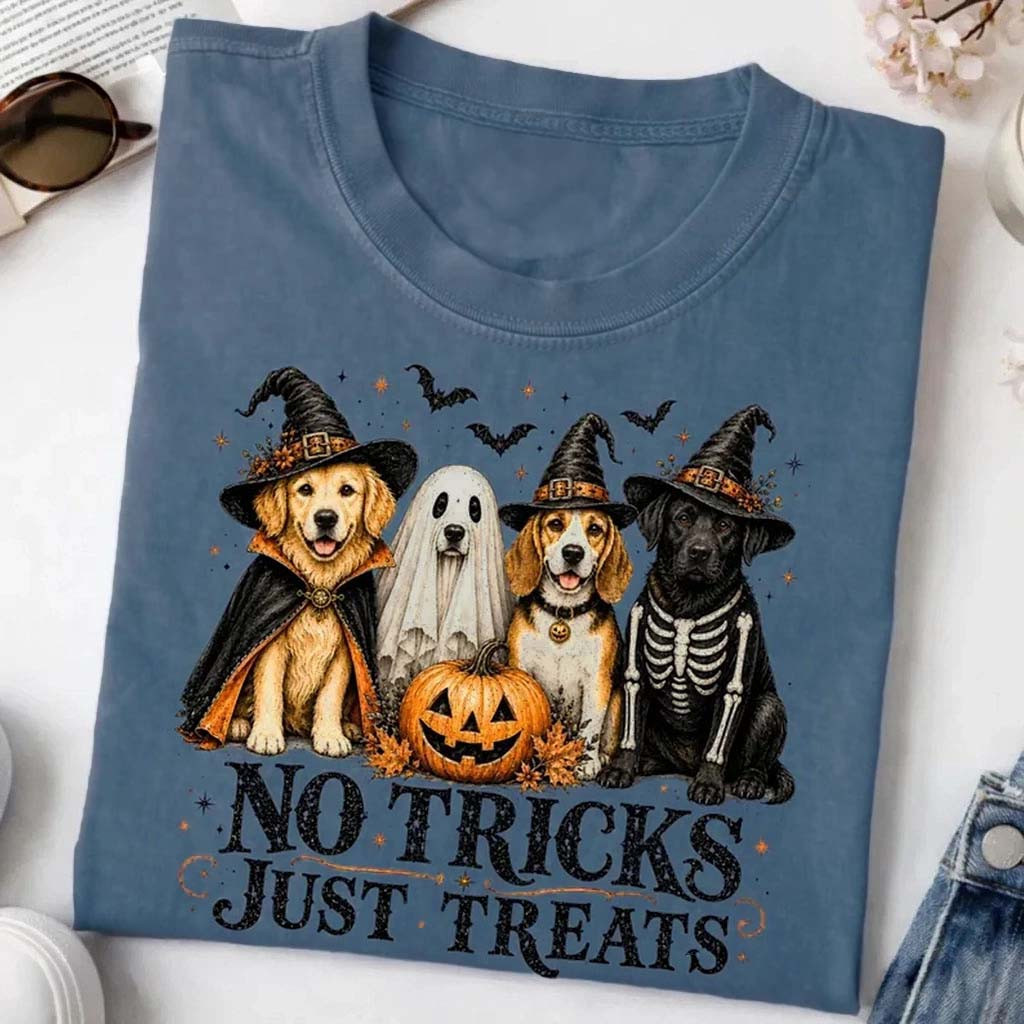 Golden Retriever No Tricks Just Treats Shirt Halloween Apparel Gift For Dog Lovers