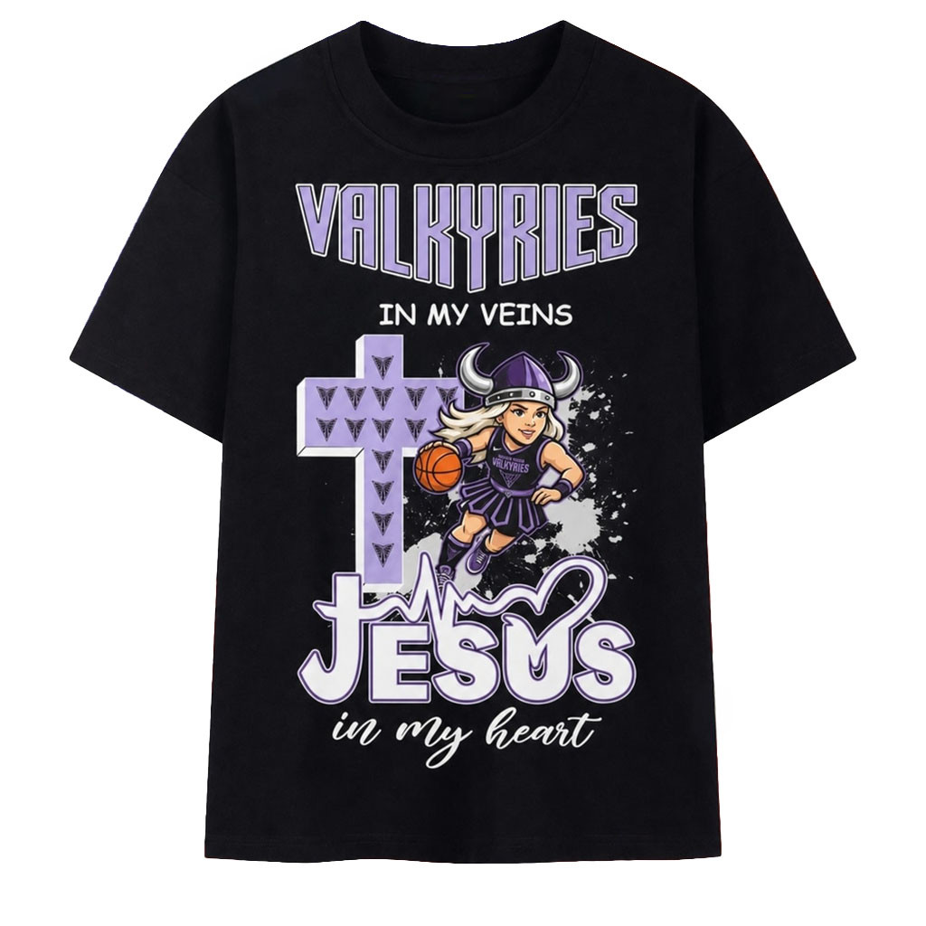 Golden State Valkyries In My Veins Jesus In My Heart T-Shirt Valkyries Merch Religious Gifts - Kdjoy Golden State Valkyries In My Veins Jesus In My Heart T-Shirt Valkyries Merch Religious Gifts - Kdjoy