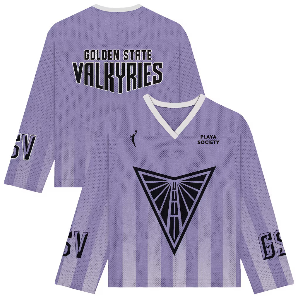Golden State Valkyries Merch 2026 Playa Society GS Valkyries Hockey Jersey Fashion Gift For Fan - Kdjoy Golden State Valkyries Merch 2026 Playa Society GS Valkyries Hockey Jersey Fashion Gift For Fan - Kdjoy