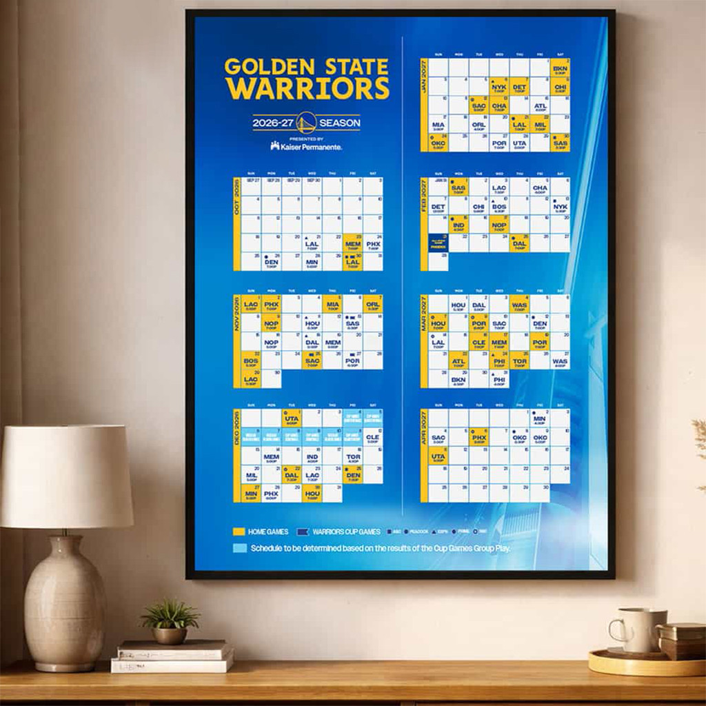 Golden State Warriors Schedule 2026 27 Season Poster GS Warriors Merch Bedroom Wall Decor - Kdjoy