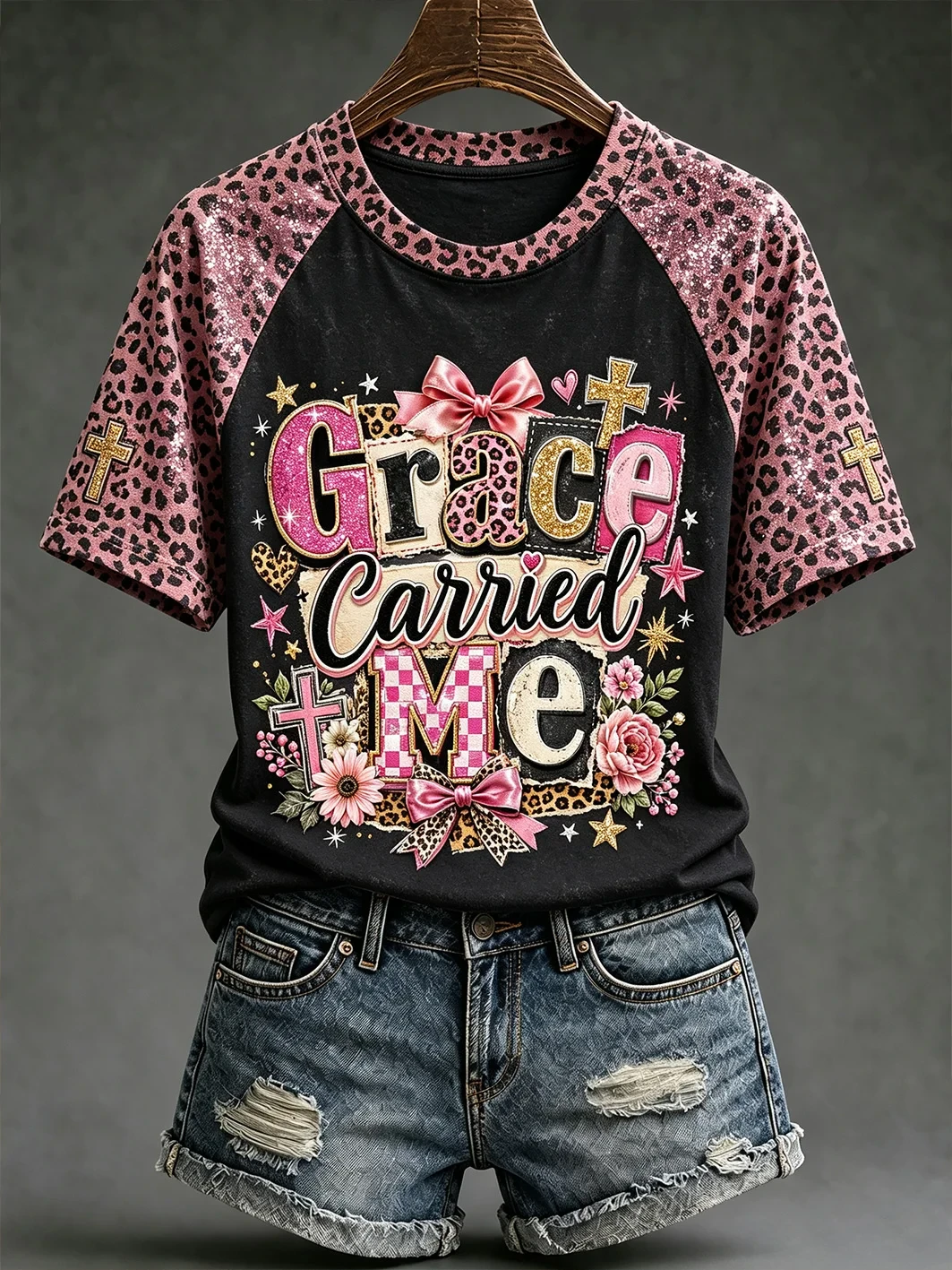 Grace Carried Me T-Shirt Faith Themed Fun Slogan Pattern Shirt Christian Gift For Her - Kdjoy Grace Carried Me T-Shirt Faith Themed Fun Slogan Pattern Shirt Christian Gift For Her - Kdjoy