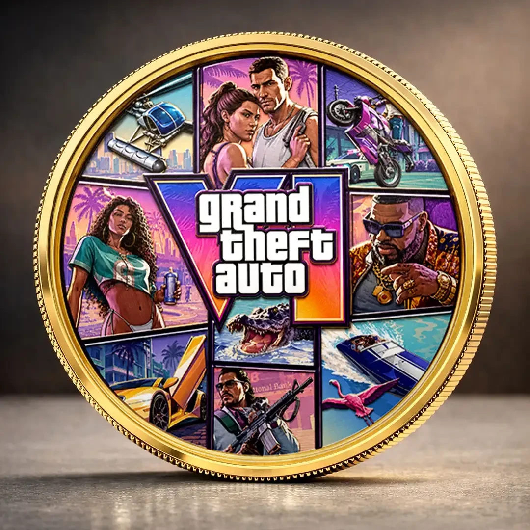 Grand Theft Auto VI Commemorative Coin GTA 6 Merch Best Gift For Gamers - Kdjoy Grand Theft Auto VI Commemorative Coin GTA 6 Merch Best Gift For Gamers - Kdjoy
