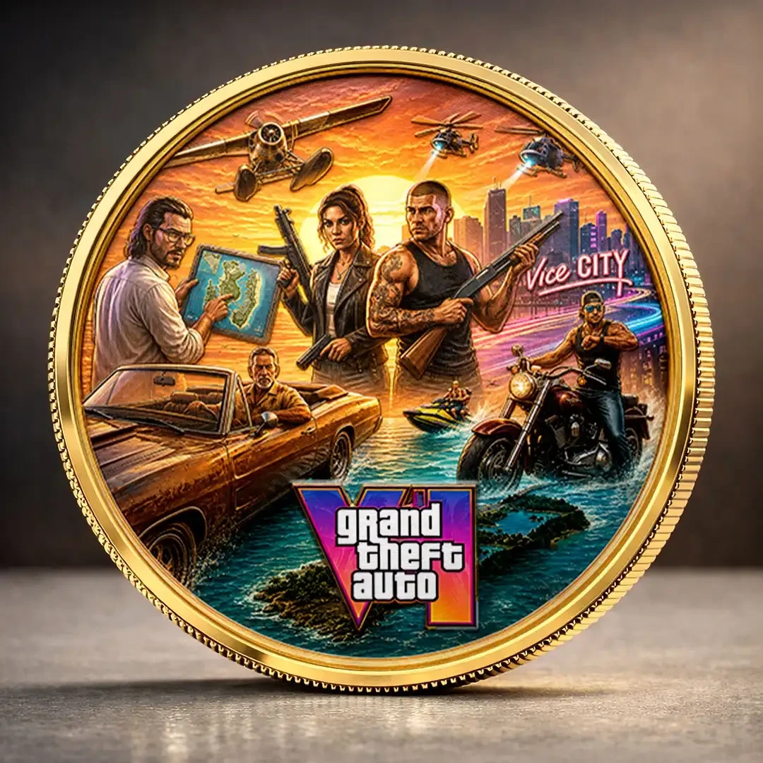 Grand Theft Auto VI Commemorative Coin Vice City Coin GTA 6 Merch Gift For Game Lovers - Kdjoy
