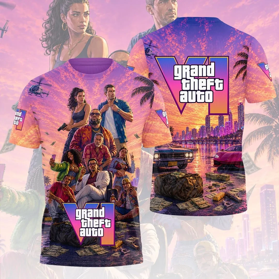 Grand Theft Auto VI T-Shirt GTA 6 Merch 2026 Present For Game Lover - Kdjoy