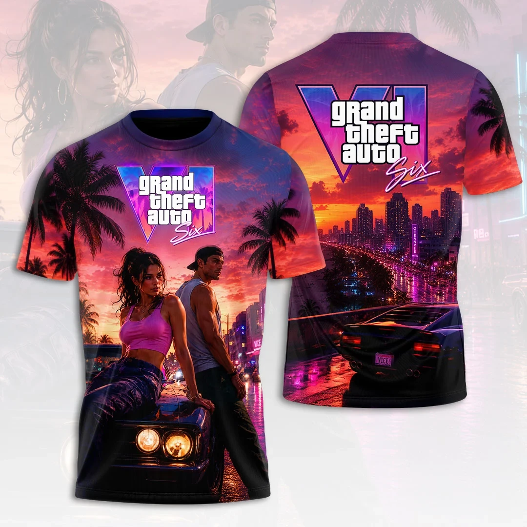 Grand Theft Auto VI T-Shirt GTA 6 Merch Gamer Clothing Gift Ideas For Friends - Kdjoy Grand Theft Auto VI T-Shirt GTA 6 Merch Gamer Clothing Gift Ideas For Friends - Kdjoy
