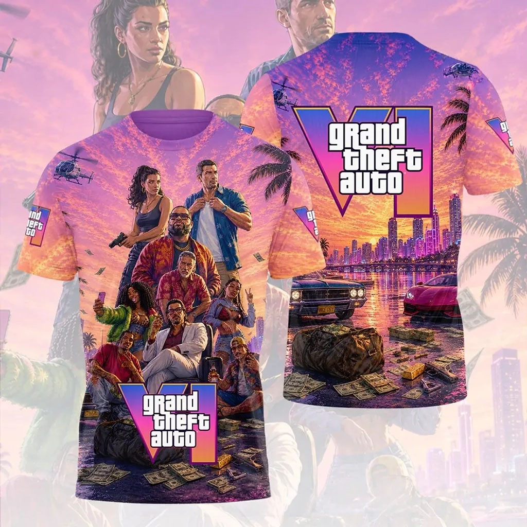 Grand Theft Auto VI Vice City Sunset Shirt Grand Theft Auto Merch Gifts For Game Lovers - Kdjoy