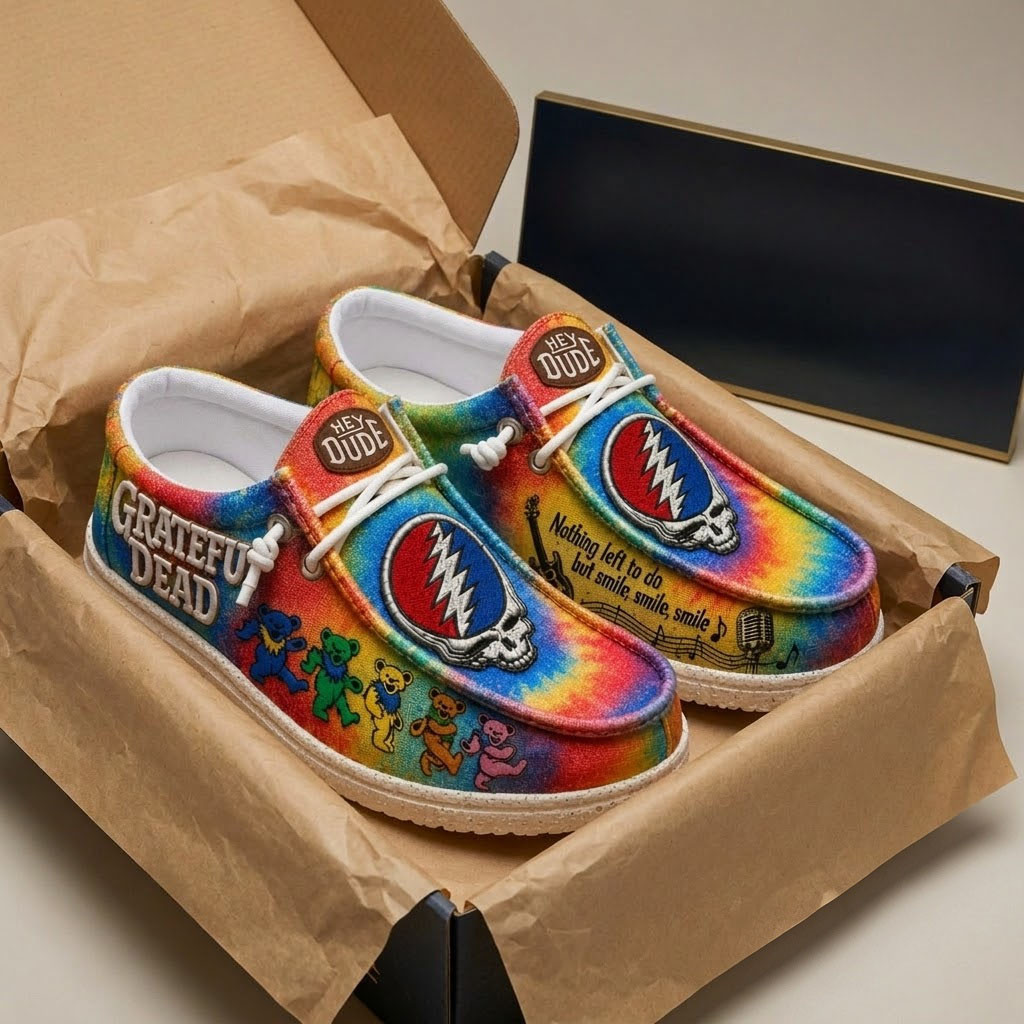Grateful Dead Hey Dude Shoes Nothing Left To Do But Smile Smile Smile Grateful Dead Merch - Kdjoy Grateful Dead Hey Dude Shoes Nothing Left To Do But Smile Smile Smile Grateful Dead Merch - Kdjoy