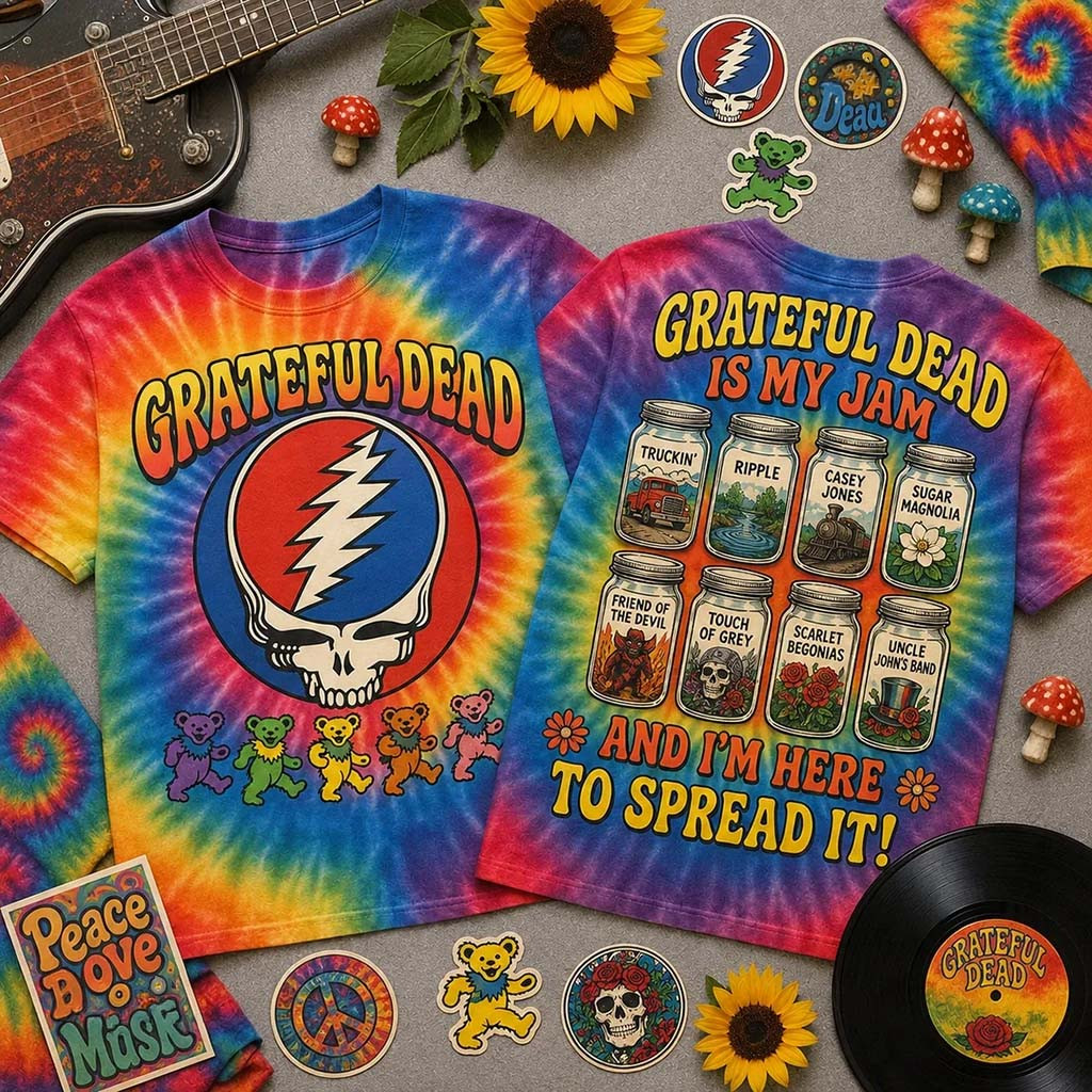 Grateful Dead Is My Jam And I'm Here To Spread It Tie-Dye T-Shirt Grateful Dead Merch Fan Gifts - Kdjoy Grateful Dead Is My Jam And I'm Here To Spread It Tie-Dye T-Shirt Grateful Dead Merch Fan Gifts - Kdjoy