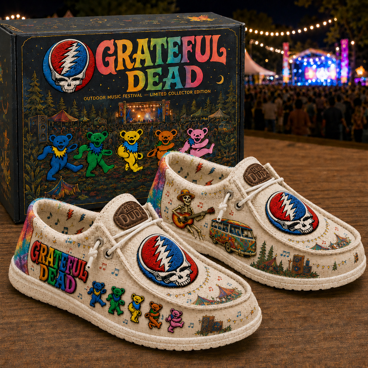 Grateful Dead Outdoor Music Festival Shoes Grateful Dead Merch Gift Ideas For BFF - Kdjoy