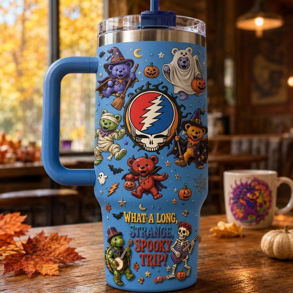 Grateful Dead What A Long Strange Spooky Trip Tumbler Grateful Dead Merch Gift For Halloween - Kdjoy Grateful Dead What A Long Strange Spooky Trip Tumbler Grateful Dead Merch Gift For Halloween - Kdjoy