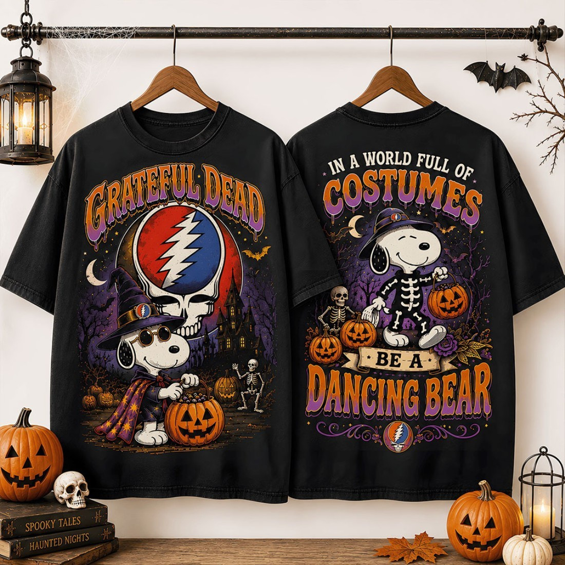 Grateful Dead x Snoopy Halloween Dancing Bear Pumpkin T-Shirt Grateful Dead Merch Fan Gifts - Kdjoy Grateful Dead x Snoopy Halloween Dancing Bear Pumpkin T-Shirt Grateful Dead Merch Fan Gifts - Kdjoy