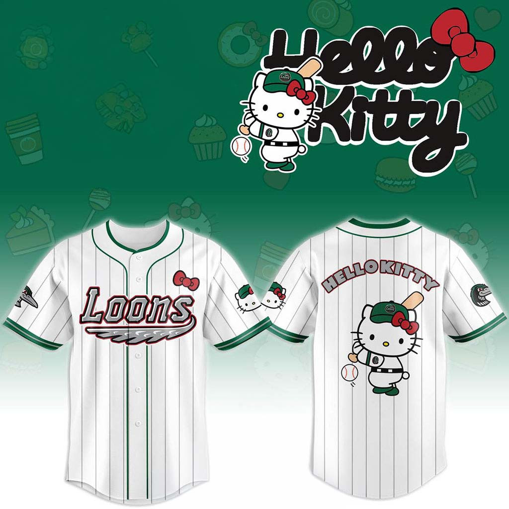 Great Lakes Loons X Hello Kitty Classic Striped 2026 Night Game Jersey Fan Merch Cute Gifts - Kdjoy