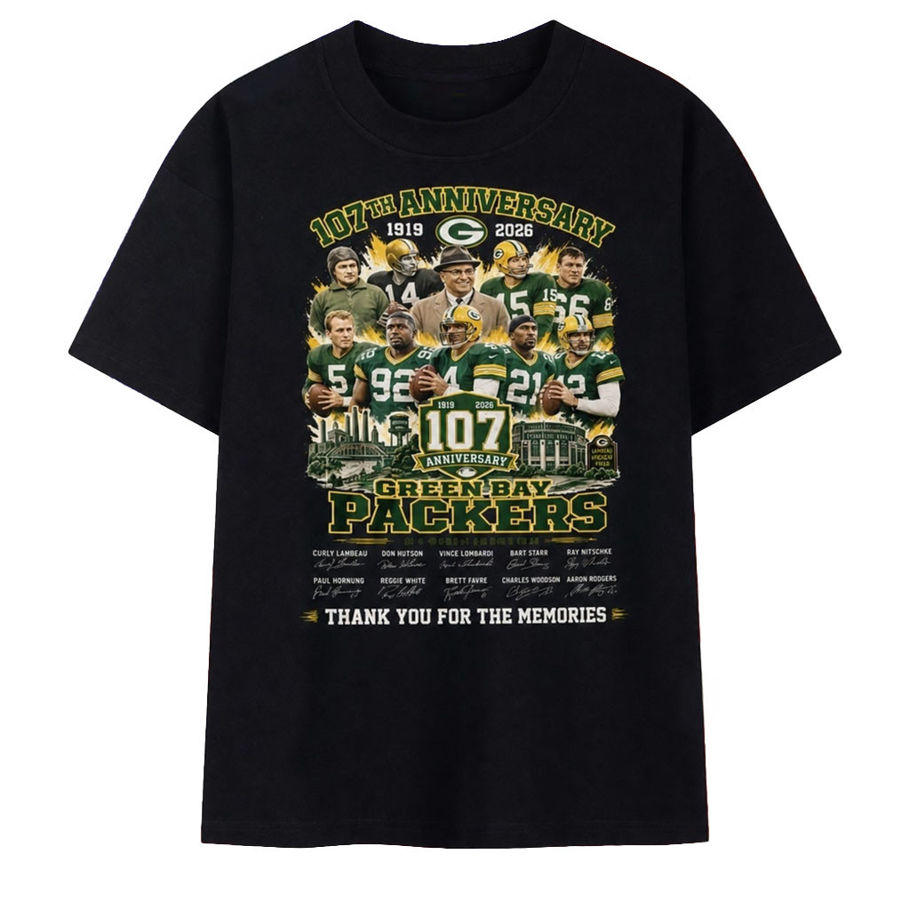 Green Bay Packers 107th Anniversary 1919 2026 Signatures Shirt Packers Merch Football Fan Gear - Kdjoy