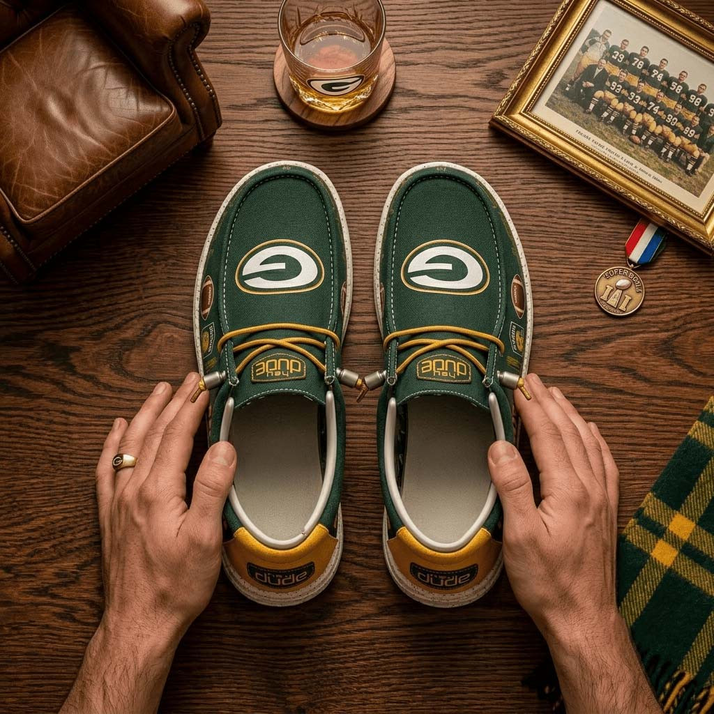 Green Bay Packers Shoes Game Day Gear Packers Merch Gift For Football Lovers - Kdjoy