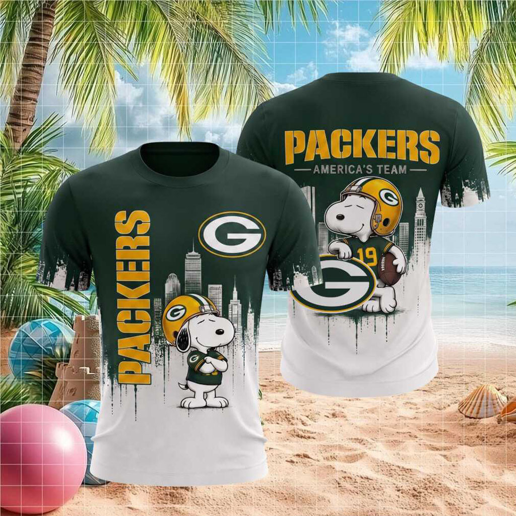 Green Bay Packers Snoopy Football T-Shirt America's Team Shirt Packers Merch Gift For Fans - Kdjoy Green Bay Packers Snoopy Football T-Shirt America's Team Shirt Packers Merch Gift For Fans - Kdjoy