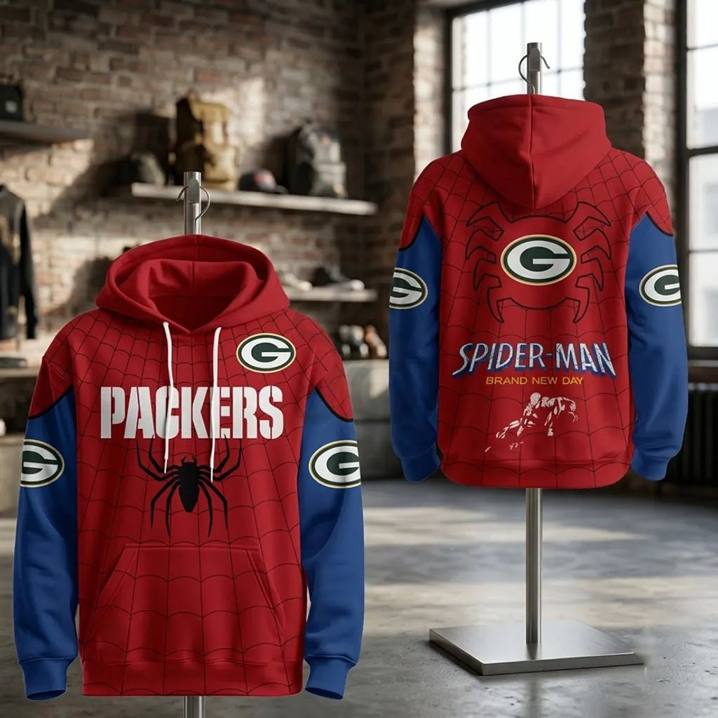 Green Bay Packers X Spider-Man Brand New Day Hoodie 2026 GB Packers Merch Gift For Fans Green Bay Packers X Spider-Man Brand New Day Hoodie 2026 GB Packers Merch Gift For Fans
