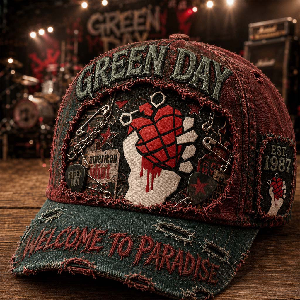 Green Day American Idiot Hat Welcome To Paradise Vintage Cap Green Day Merch Rock Fan Gifts - Kdjoy