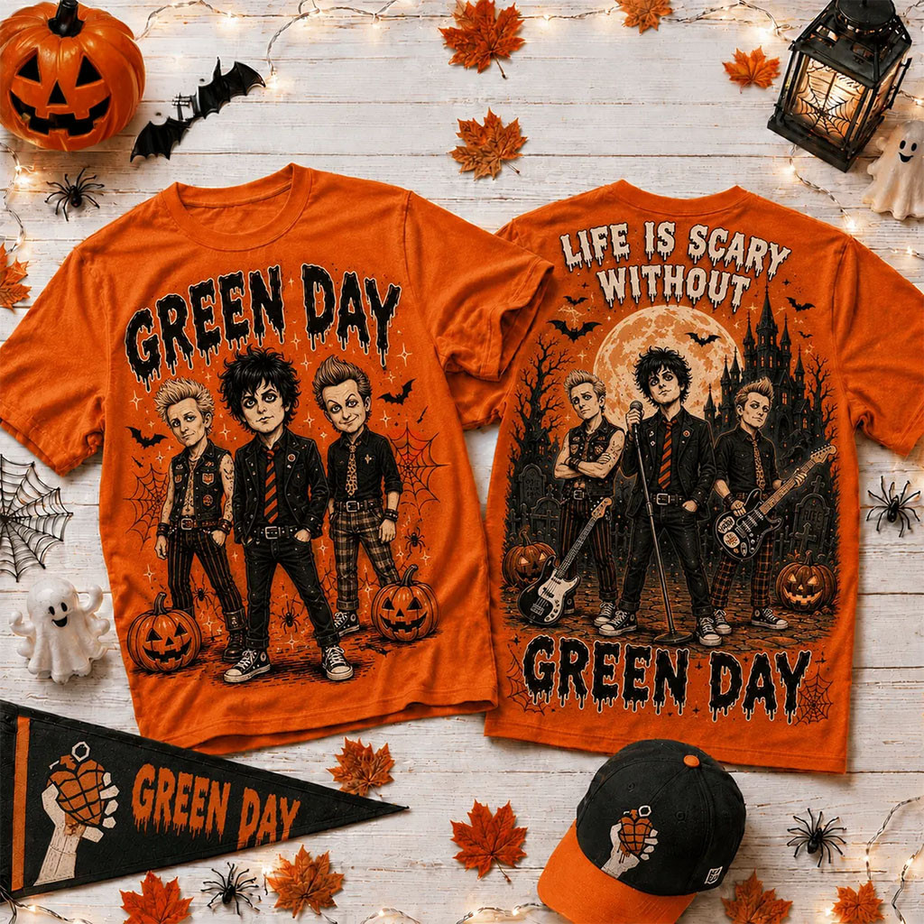 Green Day Life Is Scary Without Orange Halloween T-Shirt Green Day Merch Gift For Halloween - Kdjoy Green Day Life Is Scary Without Orange Halloween T-Shirt Green Day Merch Gift For Halloween - Kdjoy